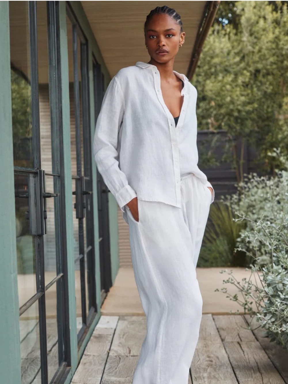 Everlane Linen Must Have Button Down Shirt White 0